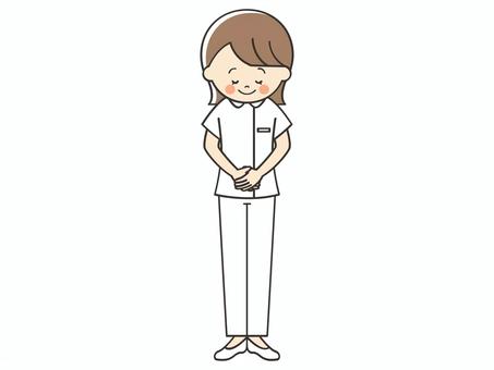 お辞儀をする女性看護師 看護師,お辞儀,お礼,挨拶,礼,お断り,笑顔,看護士,看護婦,ナースのイラスト素材