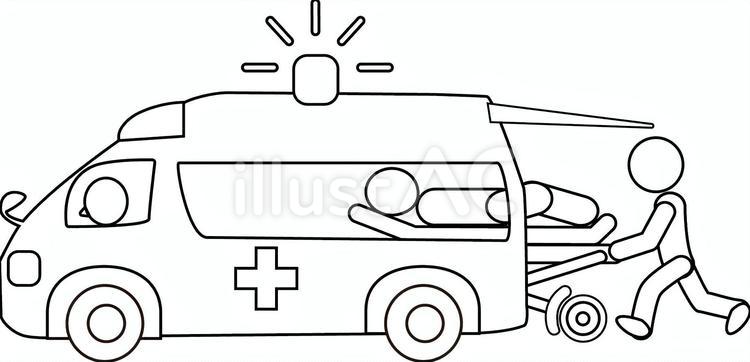 救急車に救急搬送される人・白色 救急車,救急,搬送のイラスト素材
