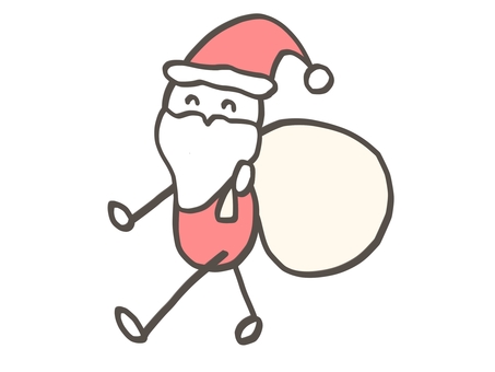 棒人間　にっこりサンタさん 棒人間,人,サンタ,サンタクロース,サンタ帽,クリスマスイブ,メリークリスマス,袋,運ぶ,歩くのイラスト素材