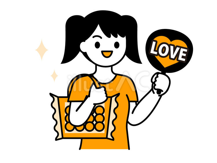 痛バ・うちわを持った女性のイラスト02 人物,女性,シャツのイラスト素材
