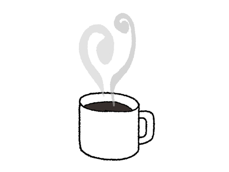 コーヒー コーヒー,休憩,いこい,湯気,お知らせ用,宣伝用,pop調,手描き,挿絵,ワンポイントのイラスト素材