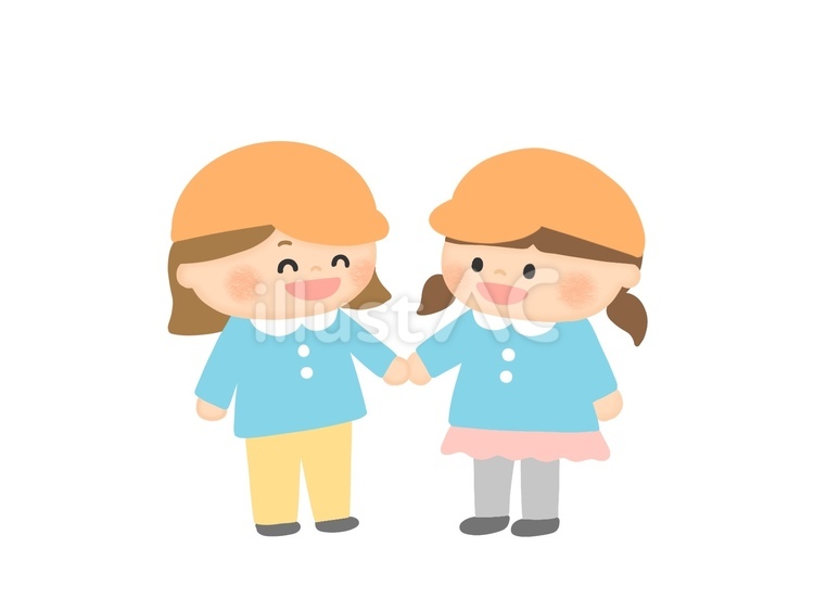 手をつなぐ幼稚園児 保育園,幼稚園,こども園のイラスト素材