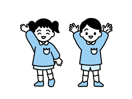 手を振る保育園児・幼稚園児03 手を振る保育園児・幼稚園児03 人物,子ども,児童,園児,2歳,3歳,4歳,5歳,幼稚園,保育園のイラスト素材