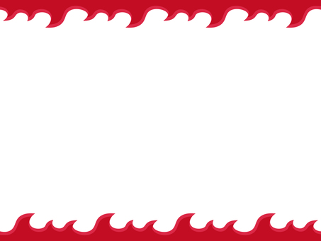 辛さをイメージした炎の上下フレーム フレーム,炎,火,辛い,あしらい,激辛,波,赤,枠,飾り枠のイラスト素材