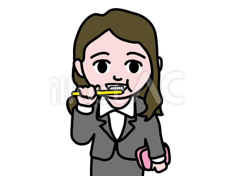ビジネス女性　歯磨き 歯磨き,歯ブラシ,昼休みのイラスト素材