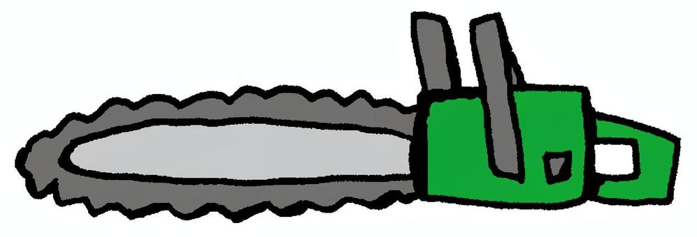 チェーンソー（緑） チェーンソー,解体,工具,道具,機械,林業,伐採,ノコギリ,作業,切るのイラスト素材