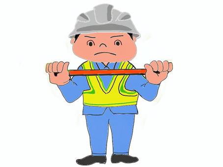 通行止め ガードマン,通行止め,交通,誘導灯,工事現場,止まれ,わかりやすい,ストップ,男性,ヘルメットのイラスト素材