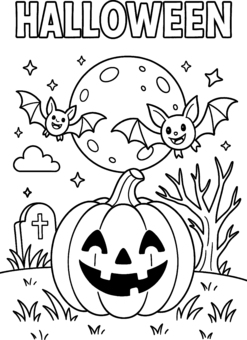 ハロウィン塗り絵 ハロウィン,halloween,塗り絵,ぬりえ,白黒,線画,子供向け,幼児向け,保育園,幼稚園のイラスト素材