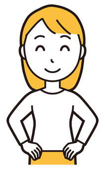  ロングヘア女性(黄)-463-バスト