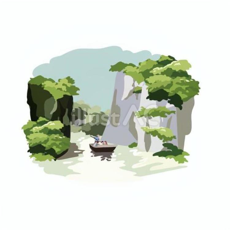 猊鼻渓 小学校,中学校,高校のイラスト素材