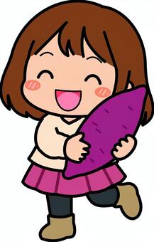 赤のサツマイモの女子です。 サツマイモ,芋,野菜,女子,シンプル,薩摩芋,食べ物,人物,農業,農家のイラスト素材