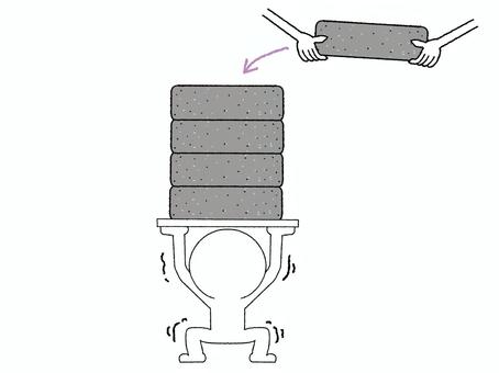 更に増やす シルエット,支え,力,労働,重い,増,宣伝用,お知らせ用,イメージ,pop調のイラスト素材