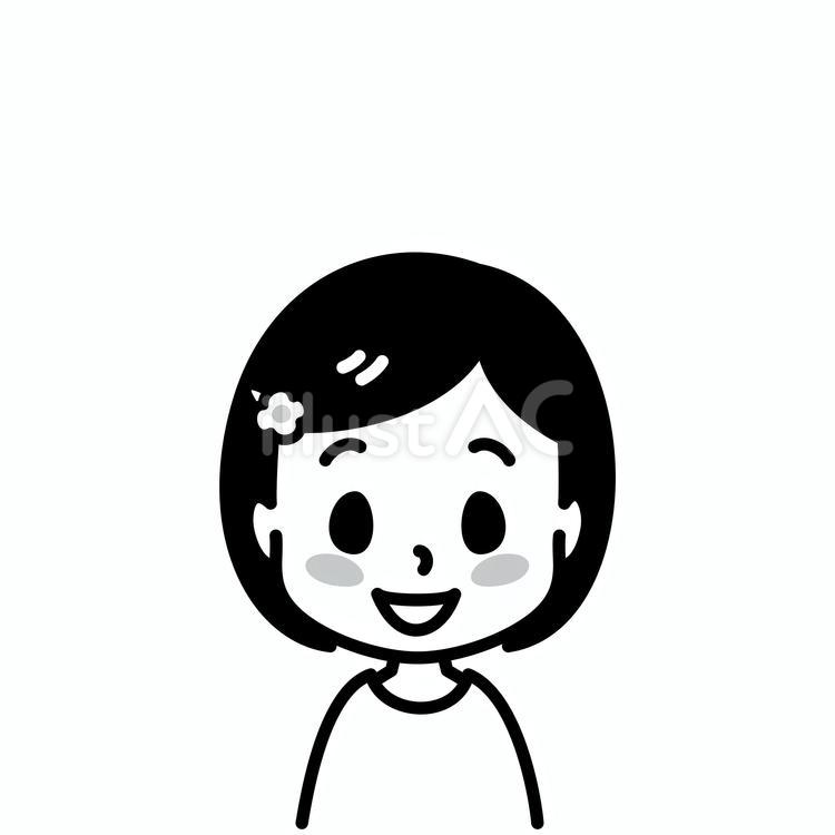 子供　女の子　小学生　白黒 子供,女の子,白黒のイラスト素材