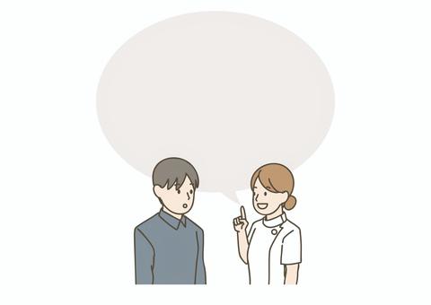 看護師に説明を受ける男性のフレーム 看護師に説明を受ける男性のフレーム 看護師,患者,男性,説明,会話,医療,相談,案内,病院,医療従事者のイラスト素材