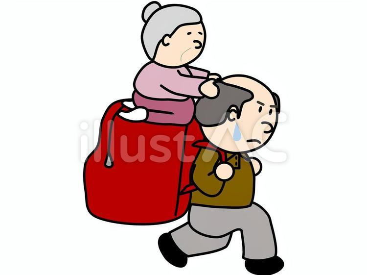 母さん避難所に行くよ 災害,避難,高齢者のイラスト素材