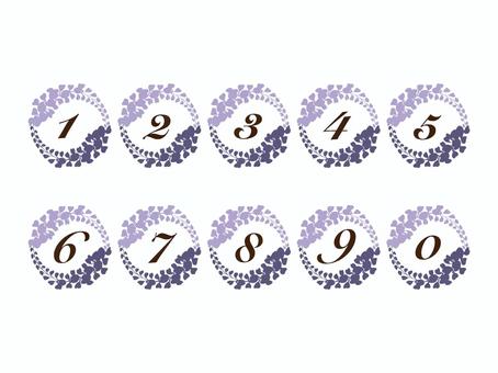 数字（藤の花のフレーム0〜9）01 数字,ナンバー,番号,藤の花,紫,フレーム,セット,アイコンのイラスト素材