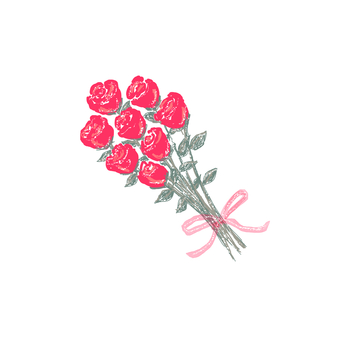 バラの花束 バラ,花束,8本,赤,花,愛,プレゼント,ギフト,贈り物のイラスト素材