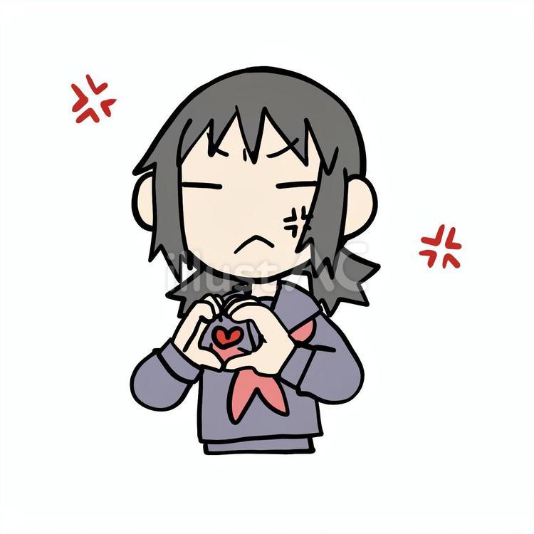 両手でハートを作る怒る学生少女 学生,少女,ハートのイラスト素材
