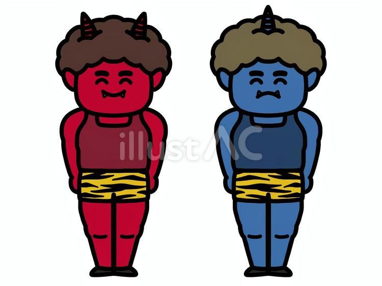 鬼(笑顔) 赤鬼,青鬼,節分のイラスト素材