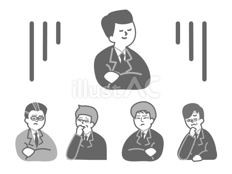 若手社員に困るシニア会社員たち ビジネス,男性,手書きのイラスト素材