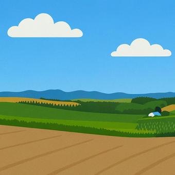 美瑛の丘 パッチワークのような畑 美瑛の丘 パッチワークのような畑 美瑛,丘,農業,畑,景色,風景,北海道,観光,旅,旅行のイラスト素材