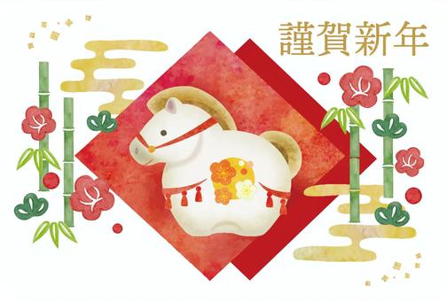 午年の年賀状テンプレート