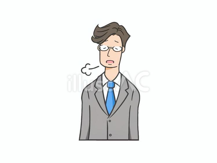 がっかりして溜息をつくサラリーマン ビジネスマン,落胆,気落ちのイラスト素材