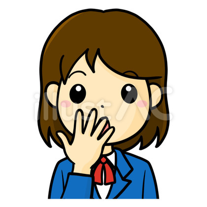 女子学生 驚く 手あり