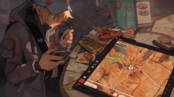 探索をする男の子