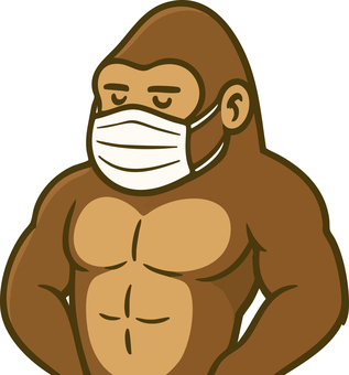 マスクをしているゴリラ ゴリラ,マスク,猿,風邪,衛生,ベクターのイラスト素材