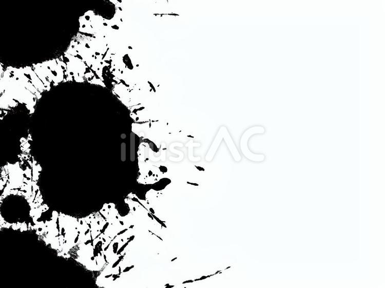 白い背景に広がる黒インクの抽象背景素材 インク,飛び散り,シミのイラスト素材