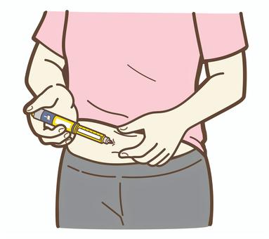 お腹に注射を打つ患者2 注射,治療,打つ,女性,お腹,医療,医学,薬学,薬,イラストのイラスト素材