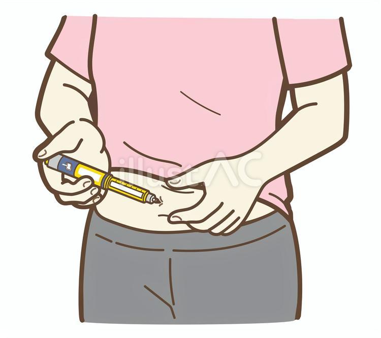 お腹に注射を打つ患者2 注射,治療,打つのイラスト素材