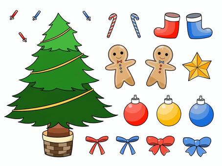クリスマスツリーセット クリスマスツリーセット クリスマスツリー,クリスマス,りぼんのイラスト素材