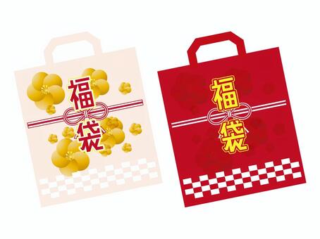 福袋03 福袋,縁起物,花,１月,単体,ゆるい,シンプル,ベクター,背景透過,イラストのイラスト素材