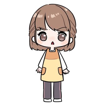 怒り顔のエプロンを着た女性 女性,主婦,仕事,職業,保育士,人,人物,立ち絵,全身,エプロンのイラスト素材