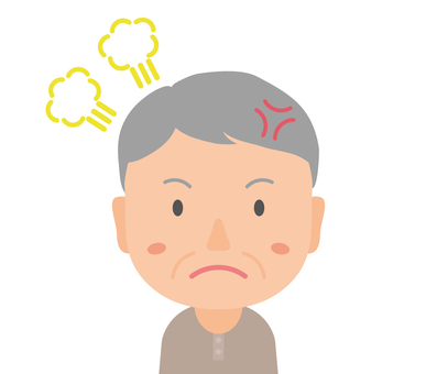 怒りっぽい高齢者男性 怒る,イライラ,短気,キレる,認知症,症状,男性,高齢者,シニア,老化のイラスト素材