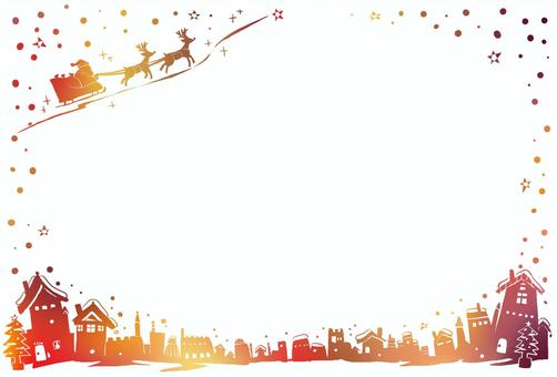 クリスマスタウン・暖夜 グラデーション,フレーム,枠,飾り枠,メッセージカード,ポストカード,カード,囲み枠,素材,イラスト素材のイラスト素材