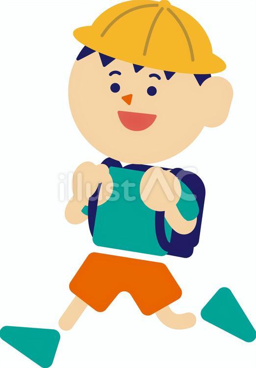 小学生の男の子 小学生,登校,下校のイラスト素材