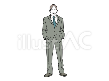 ポケットに手を入れて自信ありげな会社員