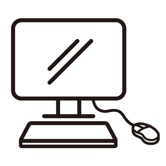 パソコンのアイコン、イラスト デスクトップ,パソコン,アイコン,アイコン単品,モノクロ,ビジネス,検定,試験,受験,ネットのイラスト素材