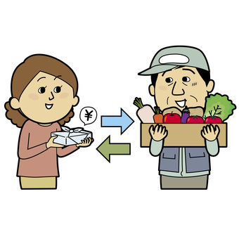 ふるさと納税03_輪郭あり 日本人,男性,女性,ふるさと納税,ふるさと,自治体,納税,税金,納税制度,寄付のイラスト素材