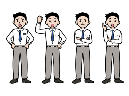 ビジネスパーソン3 ビジネスパーソン,ビジネスマン,ビジネスシーン,感情,動作,表情,困る,悩む,やる気,元気のイラスト素材