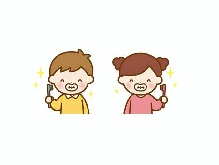 きれいな歯の子供たち 人物,子供,女の子,小学生,女子,男の子,男児,幼児,歯,歯磨きのイラスト素材