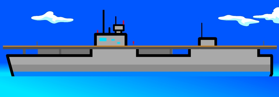 軽空母 ミリタリー,船,空母,軽空母,軍艦,大型船,海,青空,雲,青色のイラスト素材