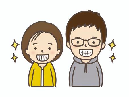 健康な歯の大人 デンタル,歯磨き,歯ブラシ,家族,デンタルケア,虫歯,歯,健康,口腔,予防のイラスト素材