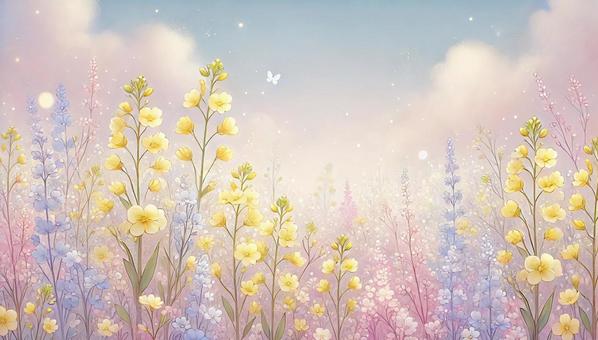 菜の花とラベンダーの花畑