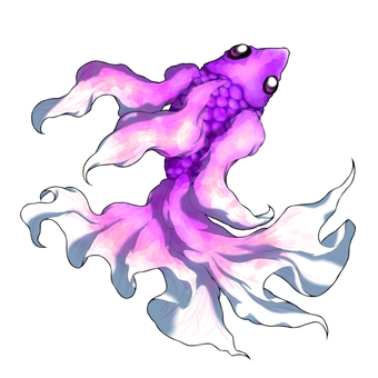 紫の金魚 魚,金魚,紫色,白色,ひらひらのイラスト素材