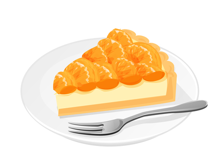 みかんのタルト4 みかん,タルト,ミント,スイーツ,料理,食べ物,フルーツ,皿,ピースのイラスト素材