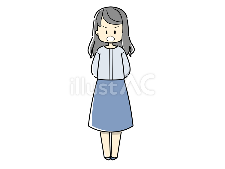 全身-怒る女性 全身,女性,怒るのイラスト素材